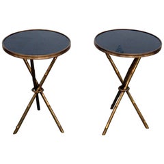 Pair of Baguès Granite Top End Tables