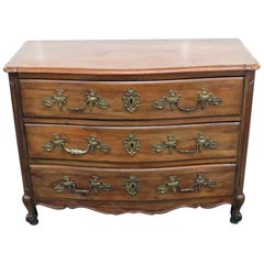 French Carved Walnut Louis XV Style Commode Dresser 
