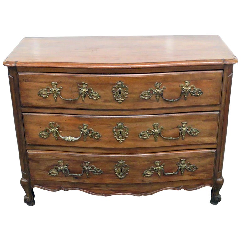 French Carved Walnut Louis Xv Style Commode Dresser For Sale At