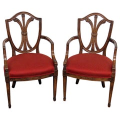 Pair of Prince of Wales Plume Carved Mahogany Armchairs