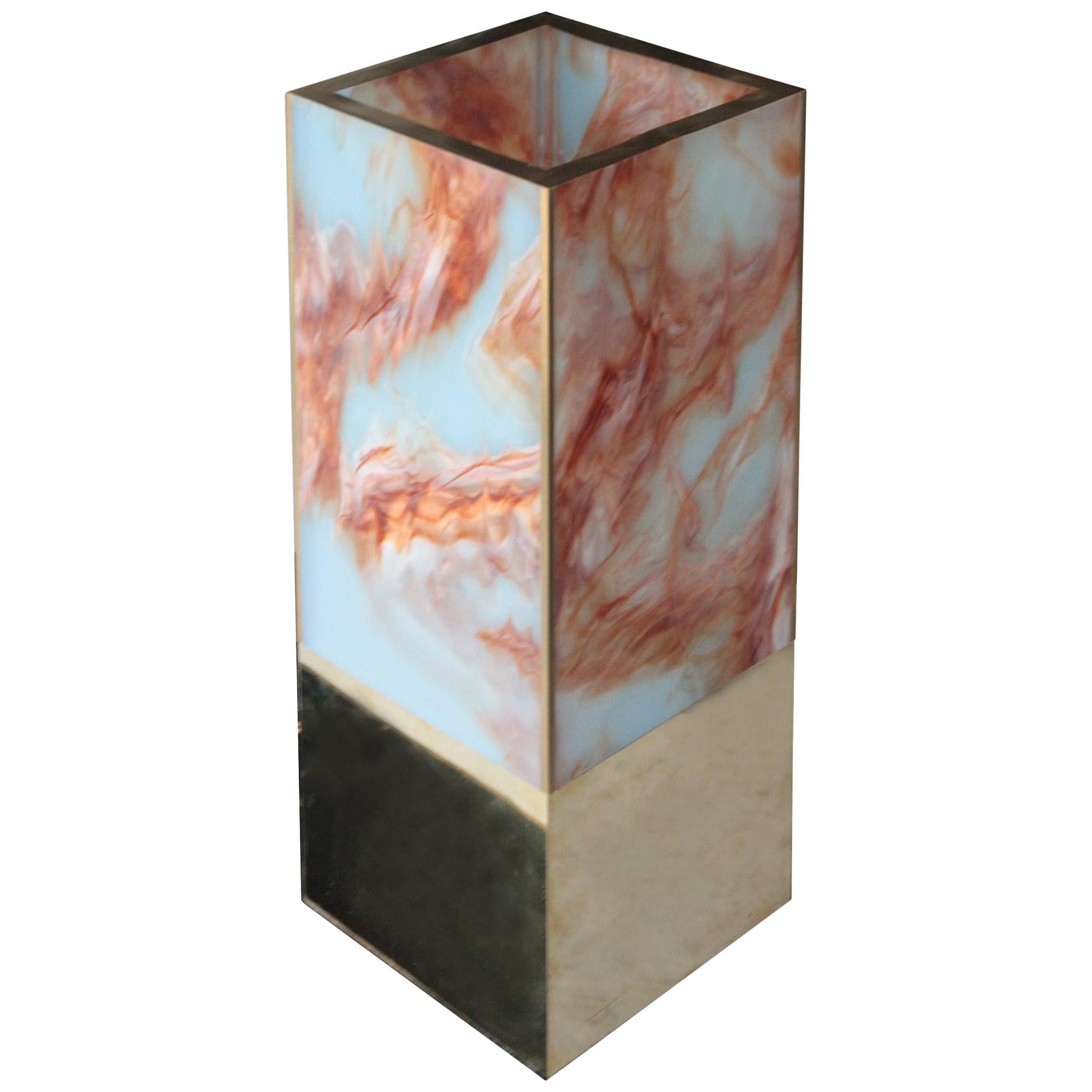 Contemporary Marble Effect Methacrylate and Brass Spanish Table Lamp, 2016