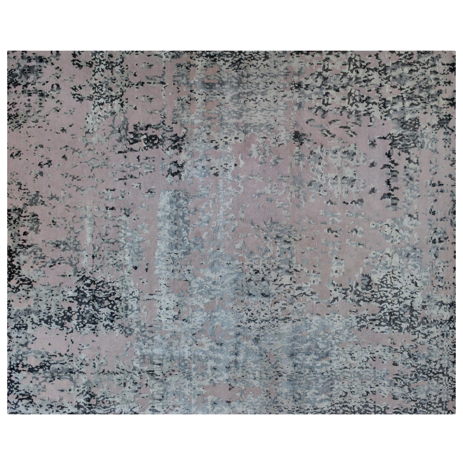 Silver and Blush Abstract Contemporary Rug