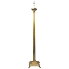 Heavy Vintage Brass Corinthian Column Standard Lamp