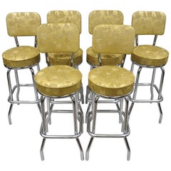 6 Vinatege Mid-Century Modern Metal Swivel Bar Stools by Krometal Mfg