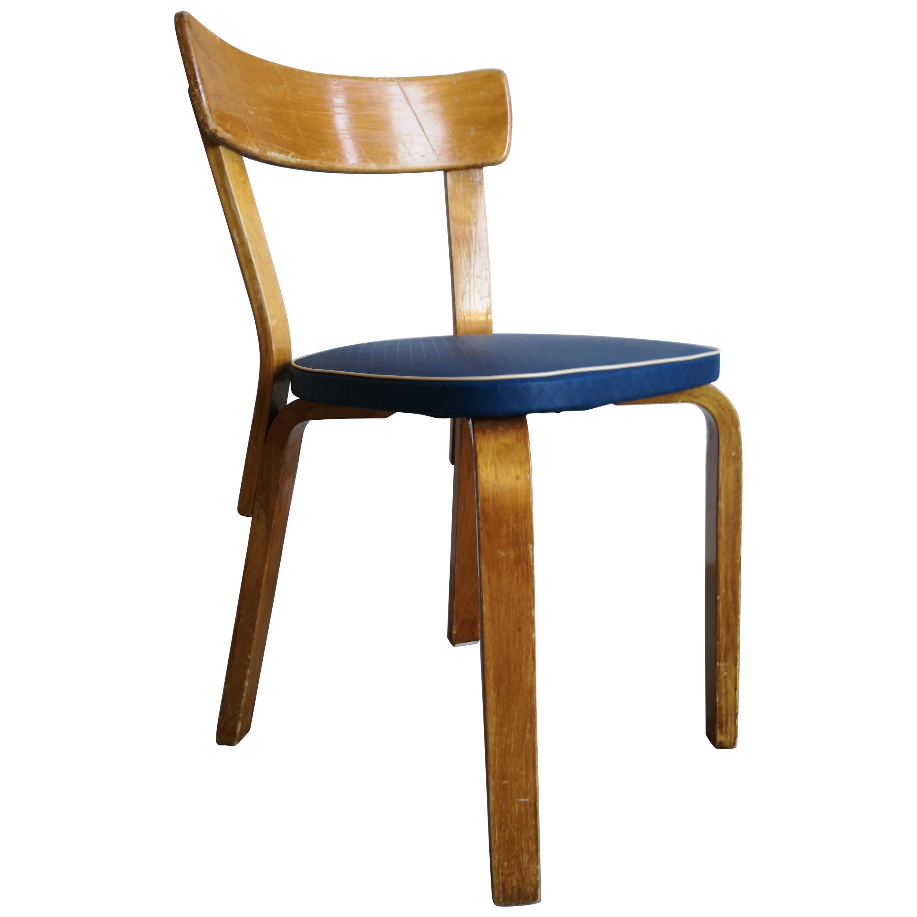 Alvar Aalto/Artek Original Vinyl Upholstered Chair Model 69, 1950s For Sale