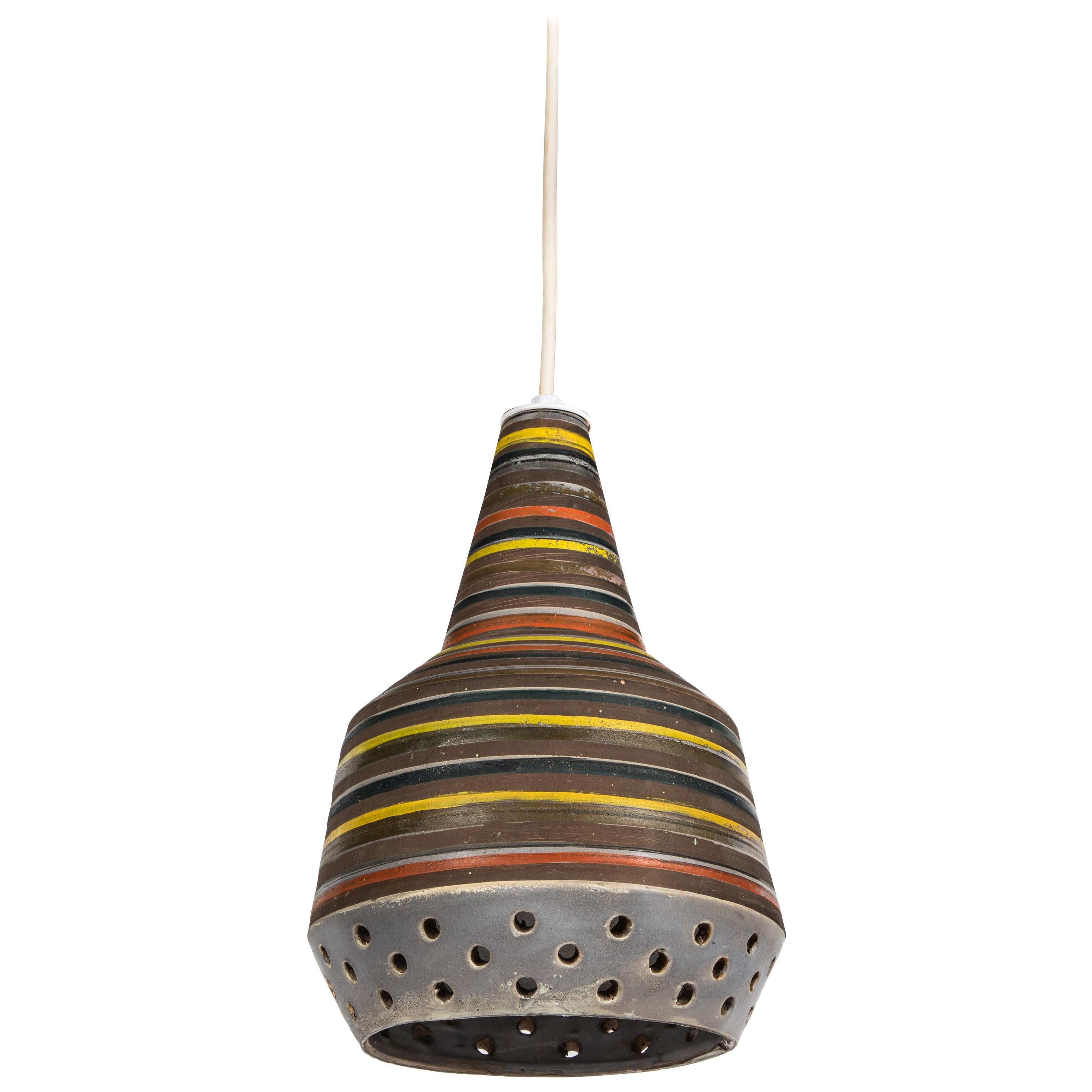 1950s Aldo Londi Ceramic Bitossi Pendant Lamp for Italian Raymor For Sale