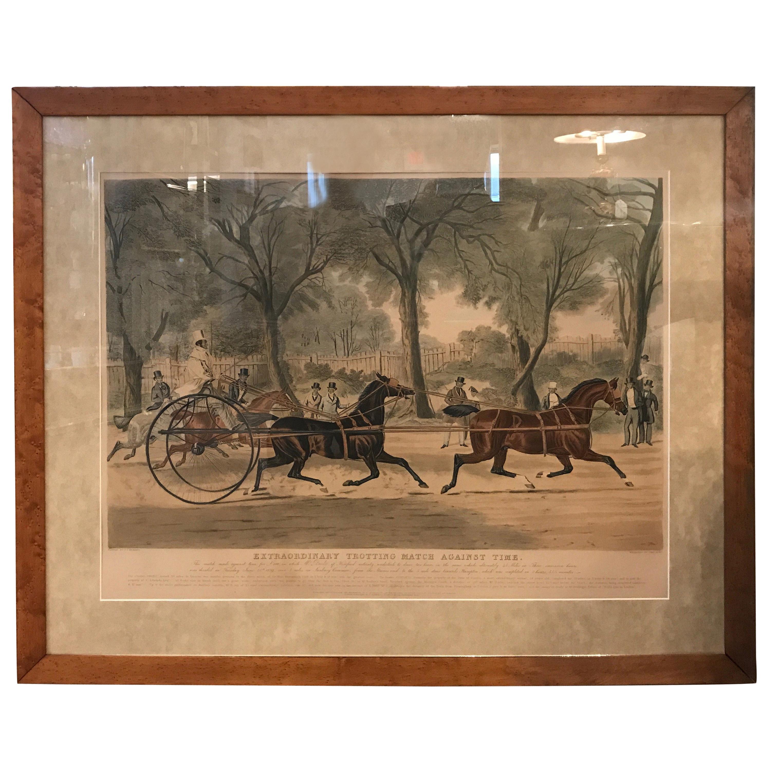 Large English Hand Colored Equestrian Engraving, circa 1839