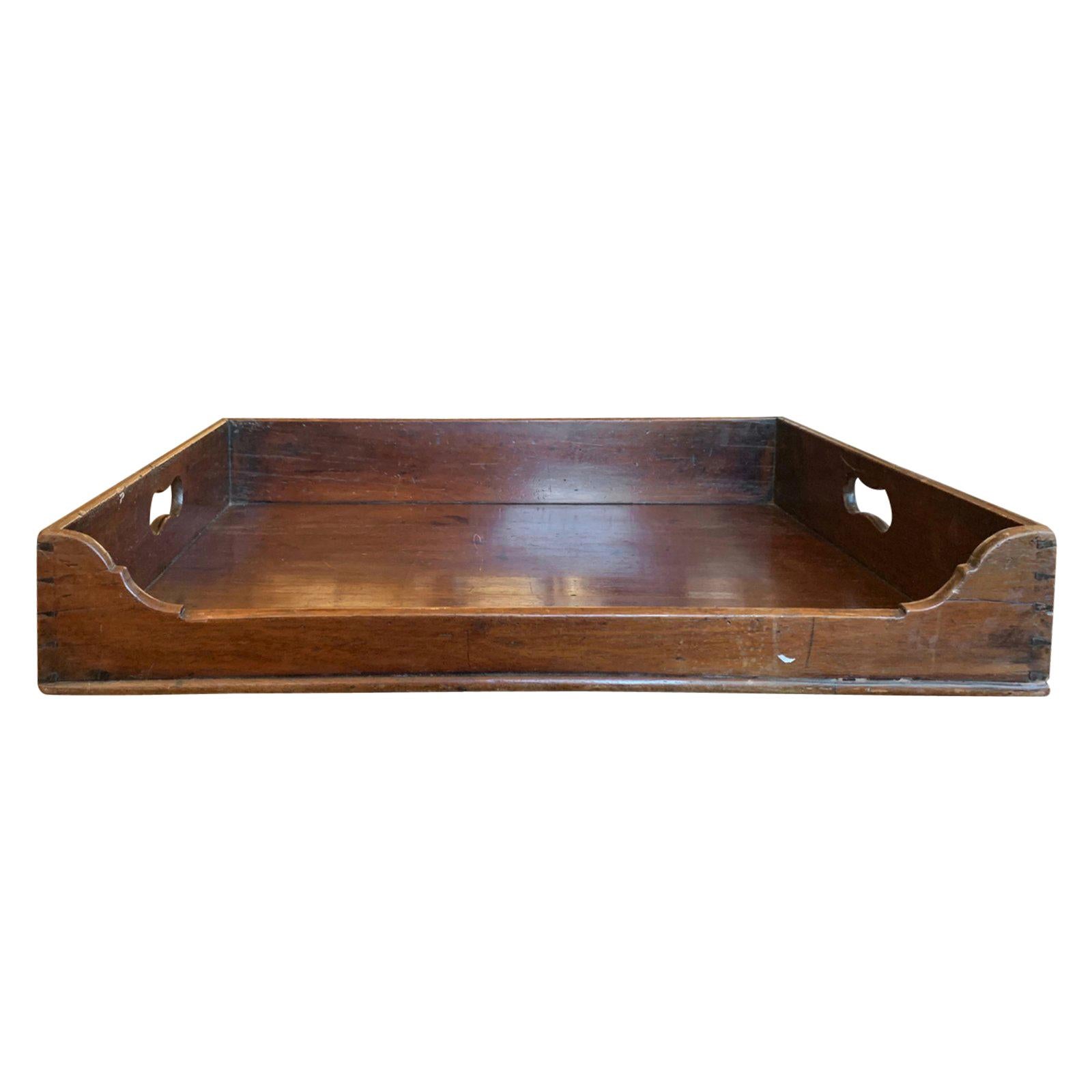 19th Century Large English Mahogany Butler's Tray