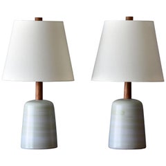 Jane & Gordon Martz, Table Lamps, Ceramic, Walnut, Linen Marshal Studios, 1950s