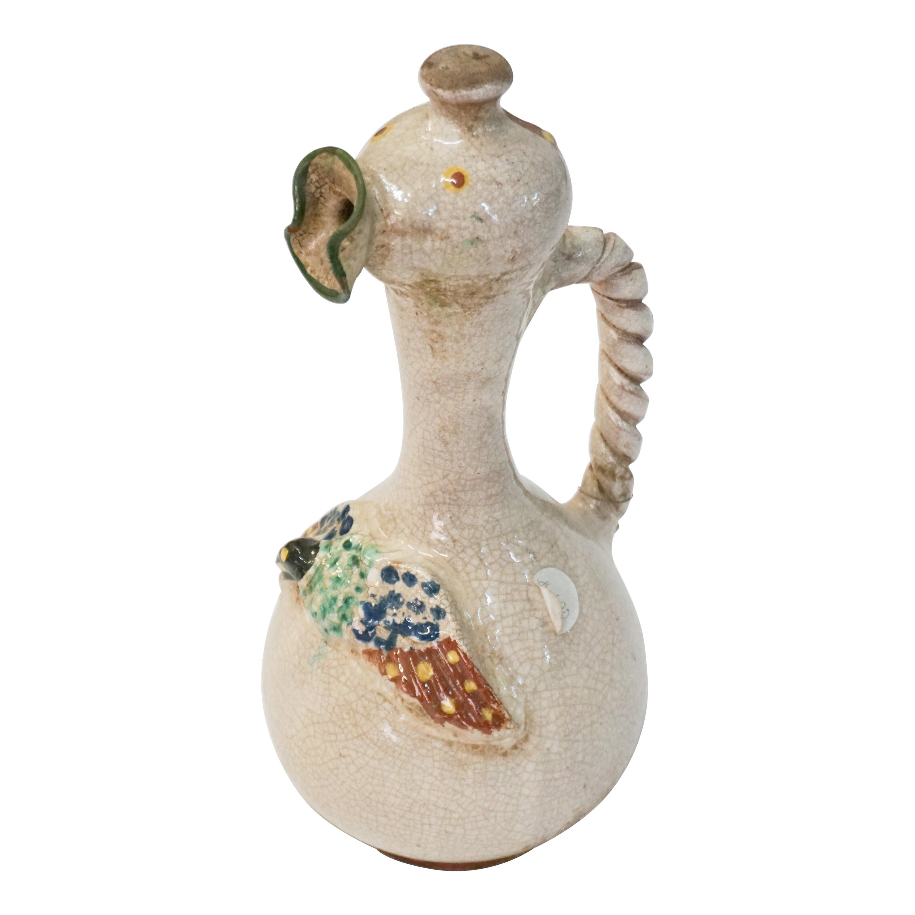 Hand Painted Greek Wine Decanter, circa 1920s For Sale