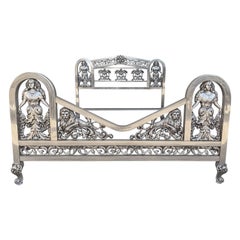 French Art Deco Chrome Full Bed with Reliefs