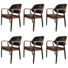 Six fauteuils en bois d'ébène noir Don Petitt pour Knoll