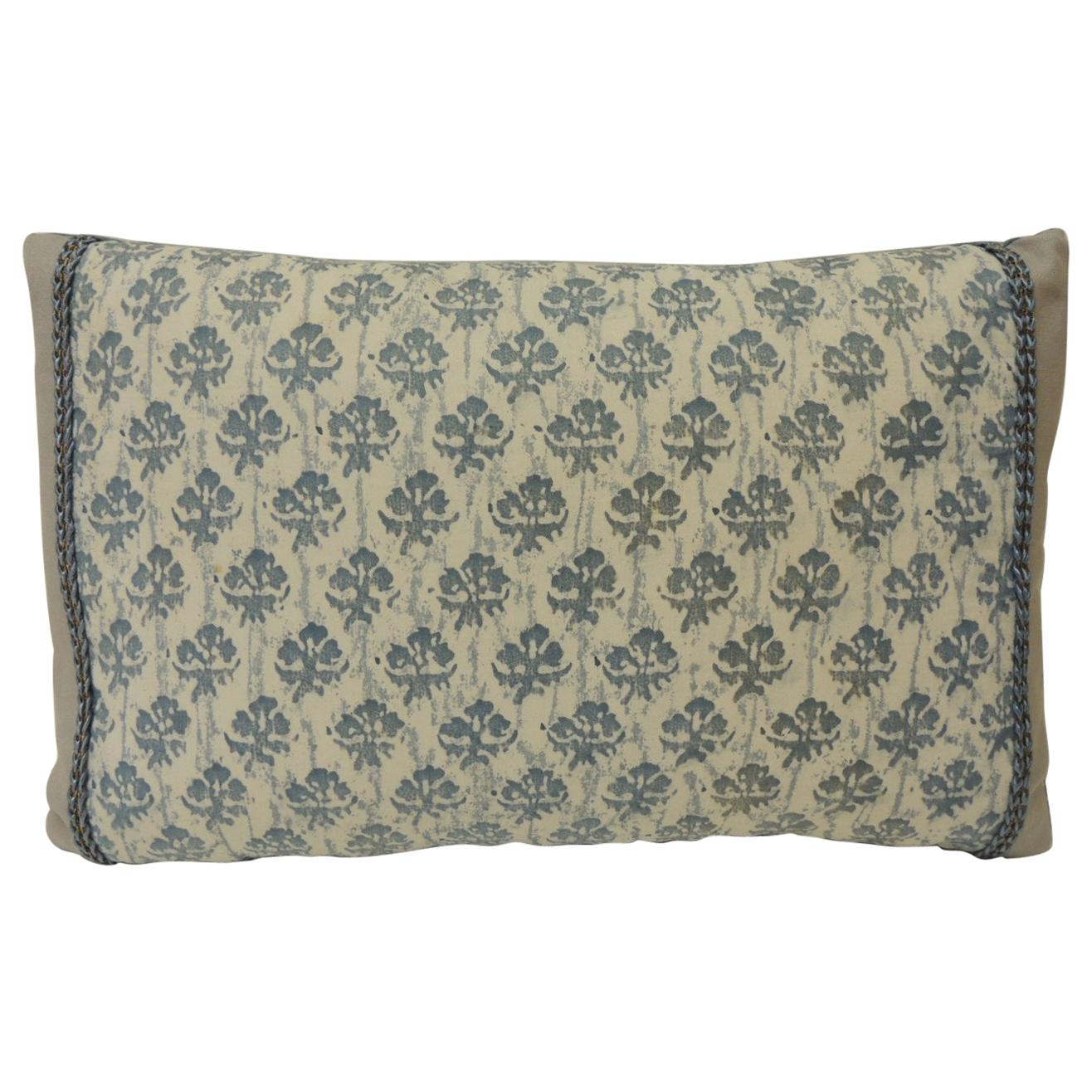 Petite 1940s Italian Blue and White Fortuny Lumbar Decorative Pillow