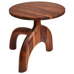 Sculptural Organic Hand Carved Oiled Walnut Side Table by Casey McCafferty