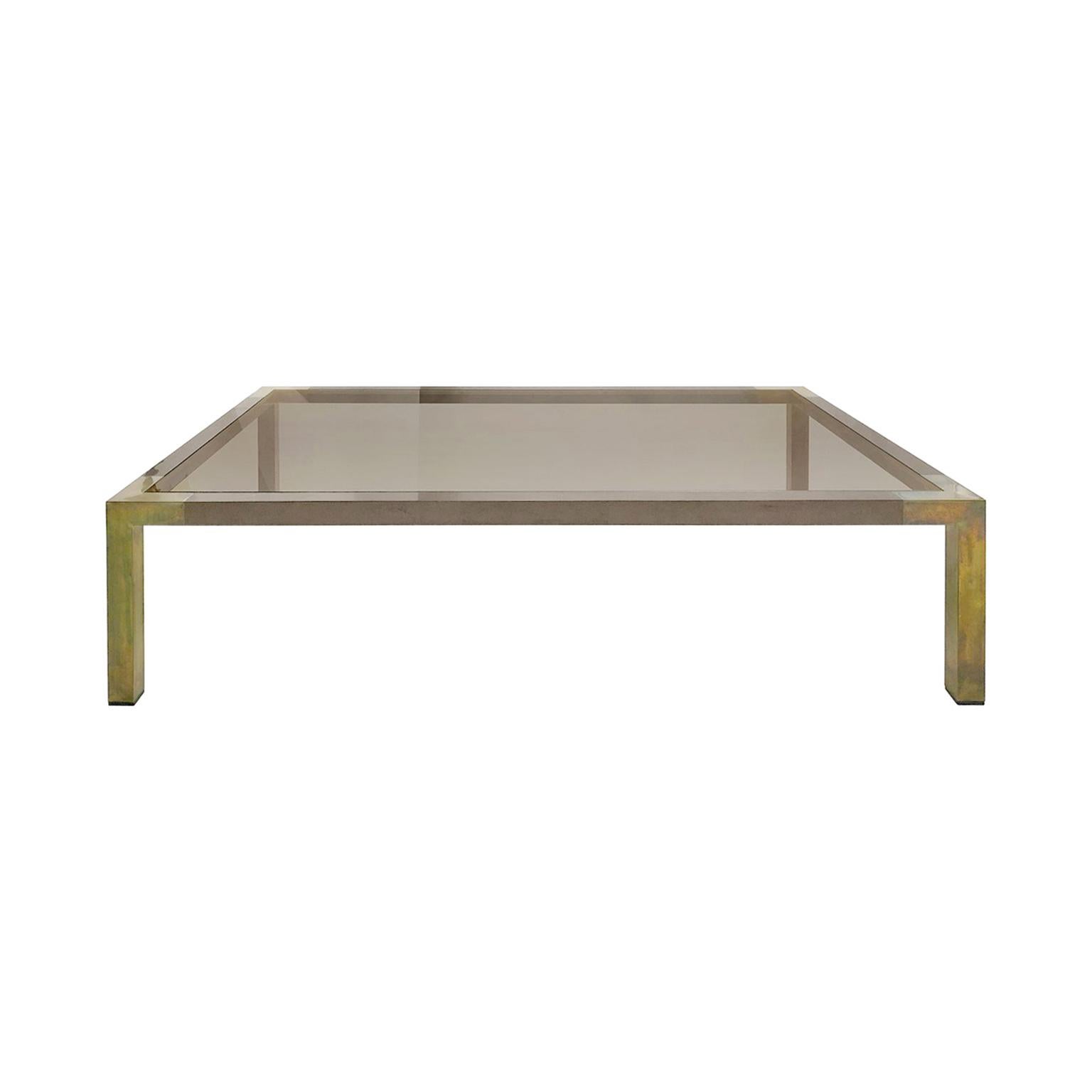 1970s French Rectangular Two-Tone Bronze Coffee Table by Willy Rizzo For Sale