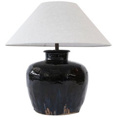 Black Glazed Terracotta Table Lamp