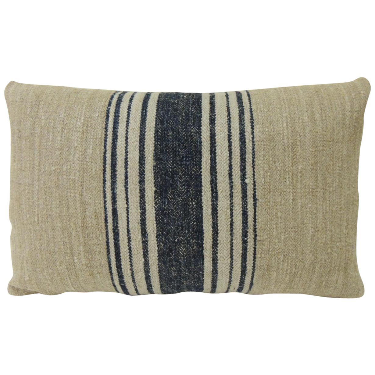 Grain Sack Fabric Antique Blue stripes pillow bench cushion Grain Sack 