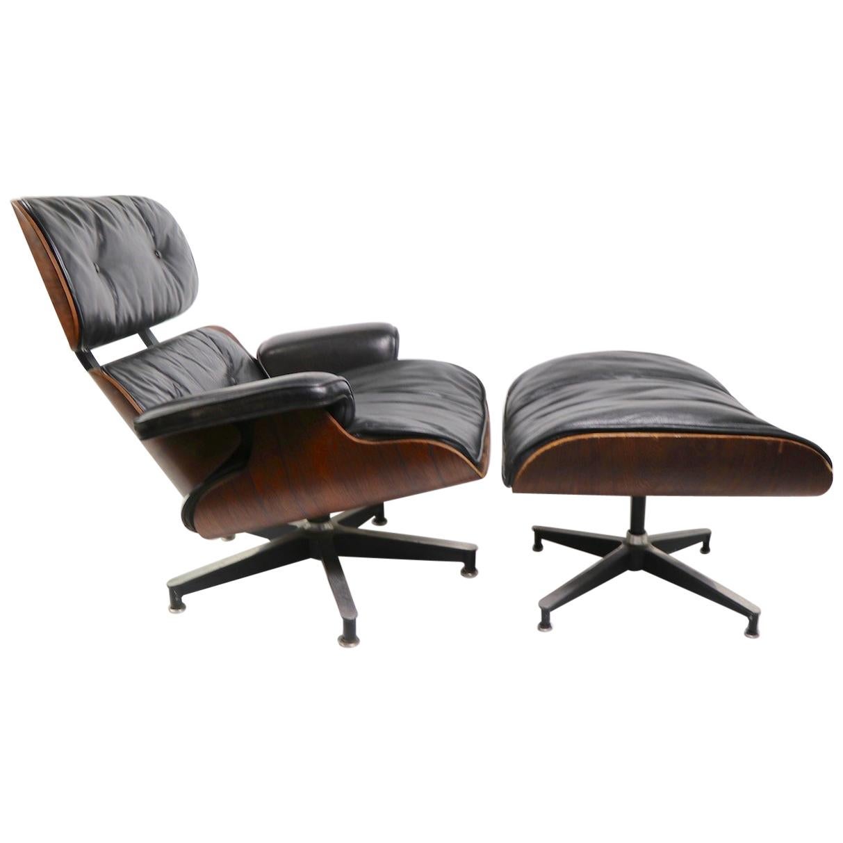 Iconic Eames Lounge Chair and Ottoman in Rosewood