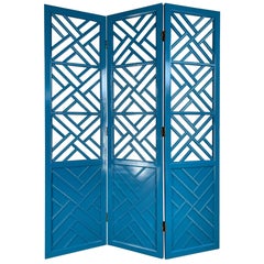 Chinese Chippendale Three-Panel Room Divider Screen