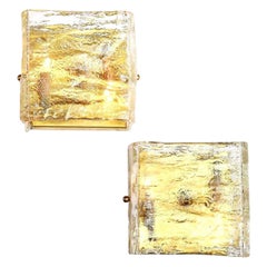 Glass Sconce, Single, Murano, Midcentury Italian, Clear Glass, Italy, C 1960