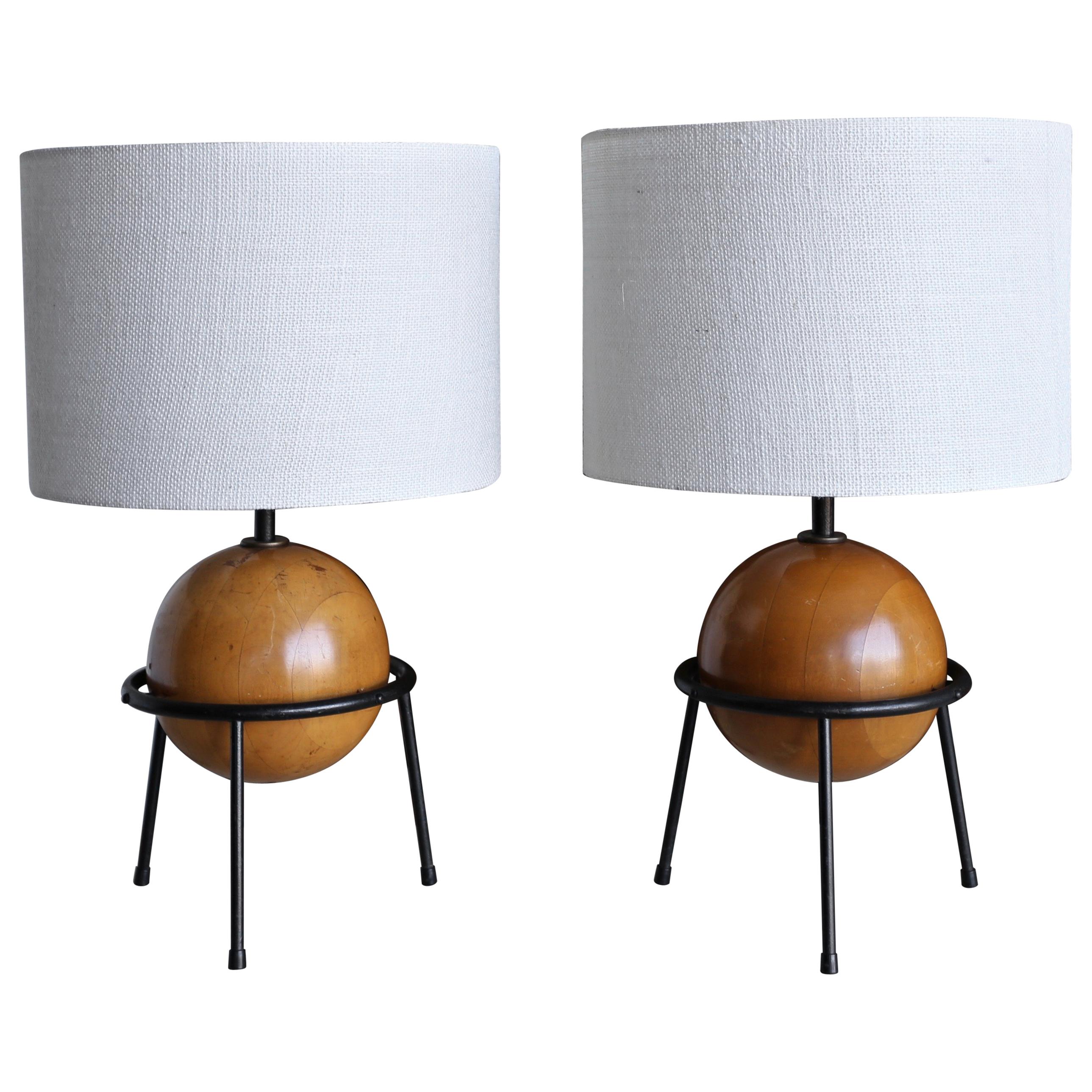 California Modern Iron and Wood Lamps by Albert Blake