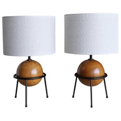 California Modern Iron and Wood Lamps by Albert Blake