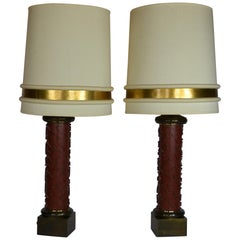 Vintage Midcentury Wallpaper Roller Lamps