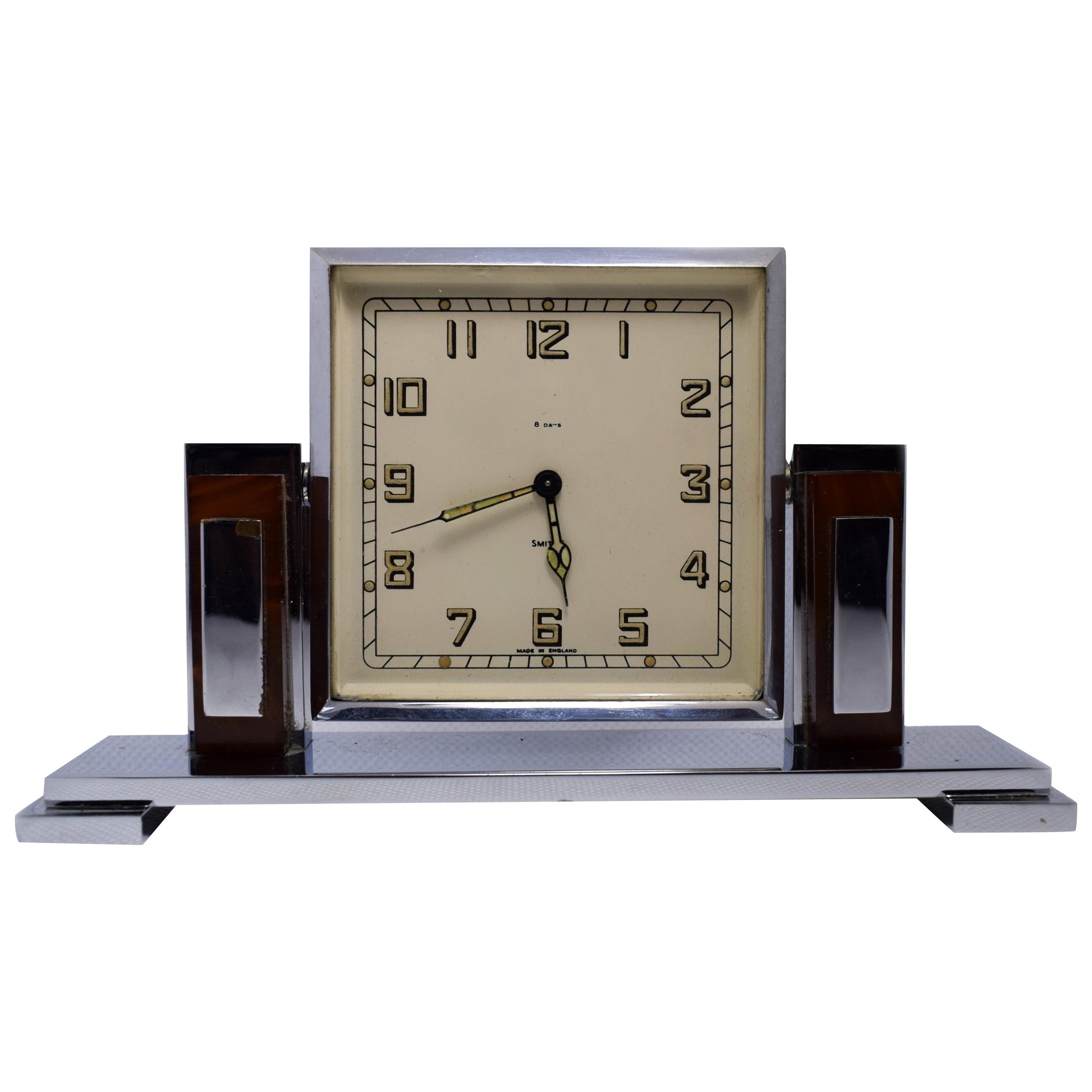 Art Deco Chrome and Bakelite Eight Day Clock, circa 1930