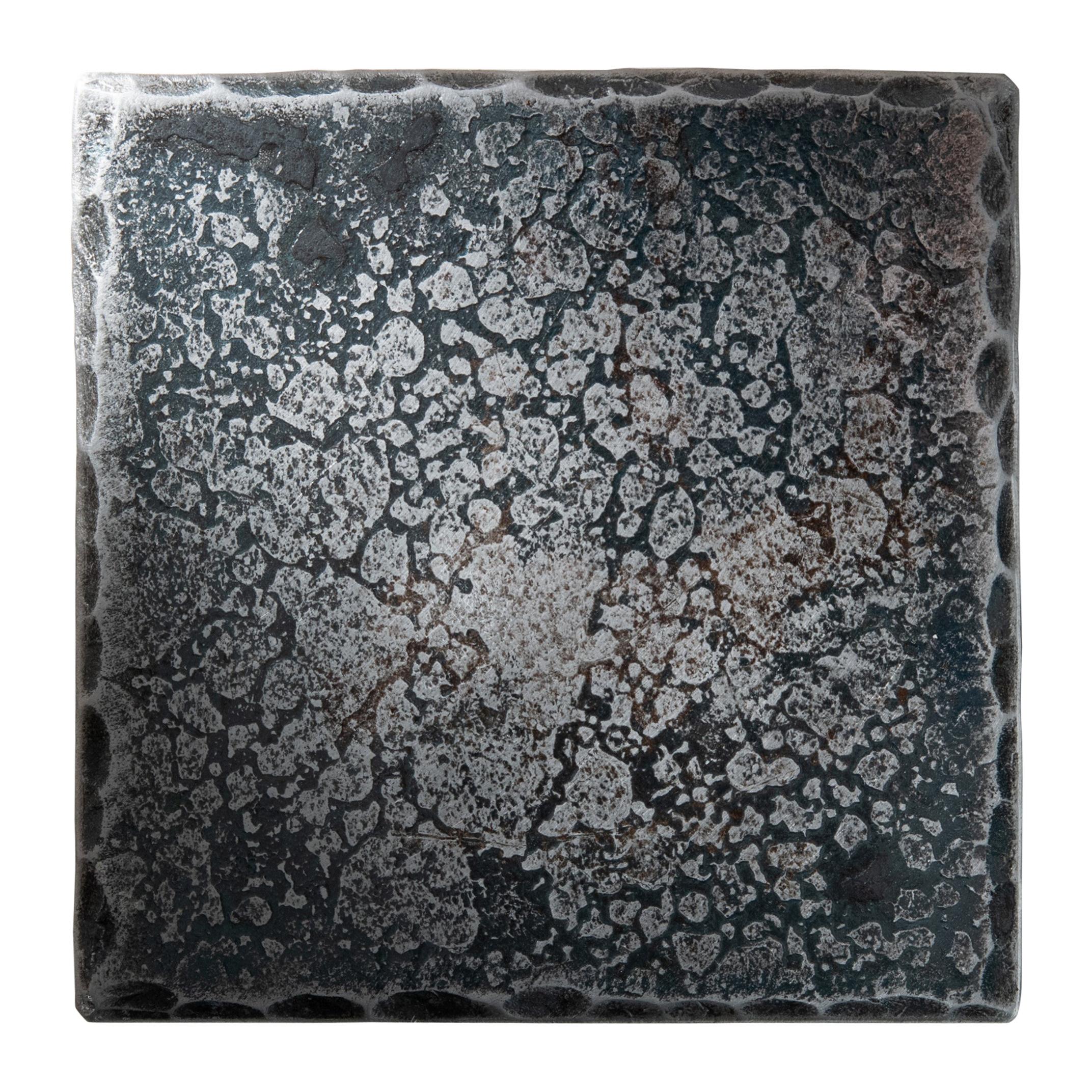 Steel Square Coaster with Hammered and Forged Surface For Sale