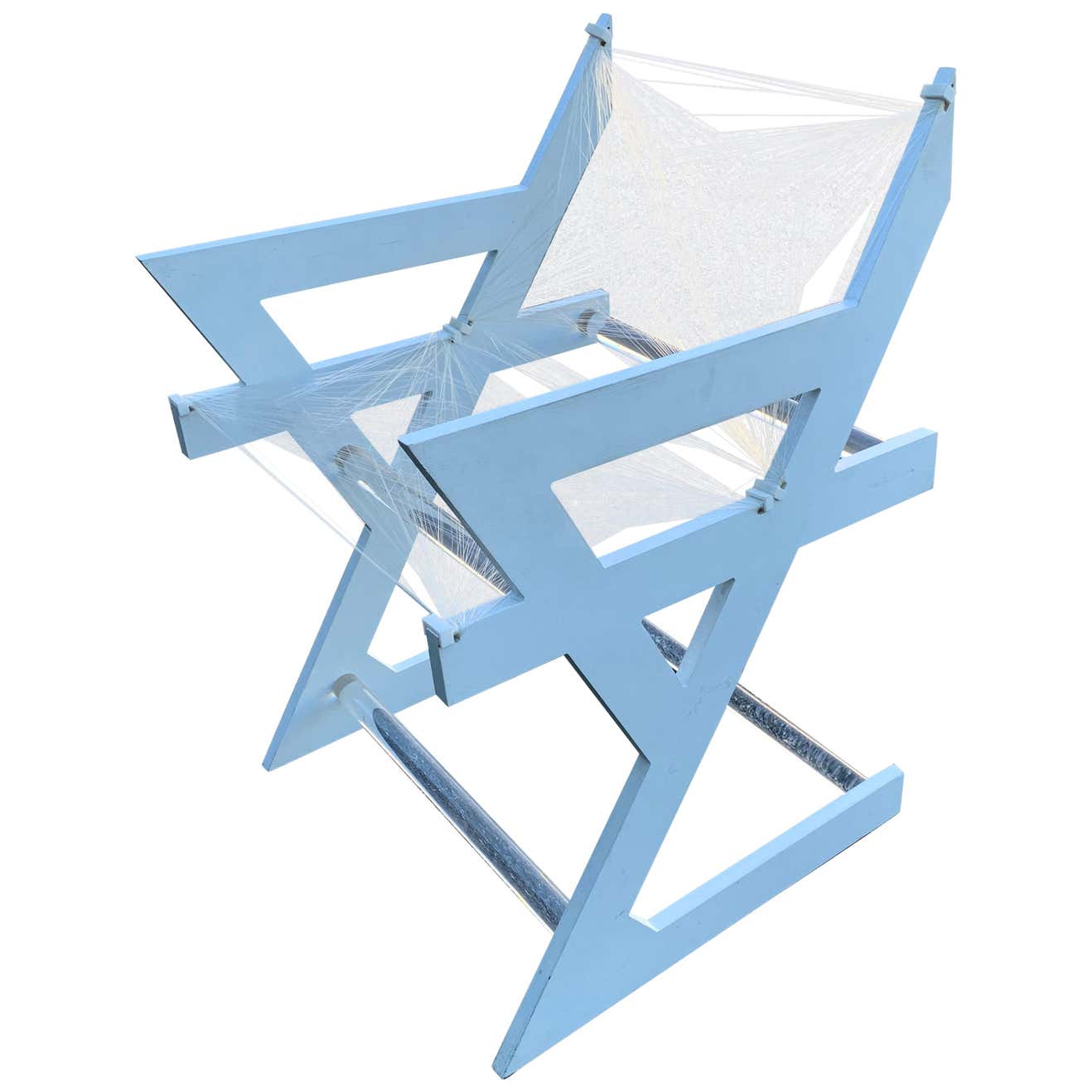 Mid-Century Modern Fish-String White Painted Desk Chair, One Of A Kind ...