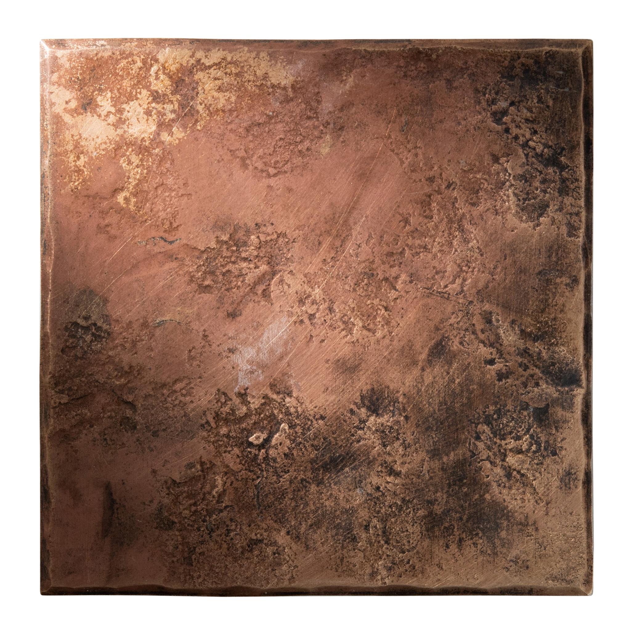 Bronze Square Coaster with Hammered and Forged Surface For Sale