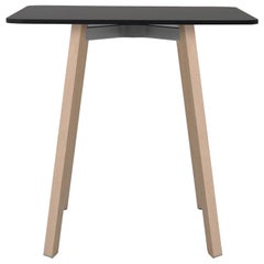 Emeco Su Small Cafe Table in Wood with Black Laminate Top by Nendo