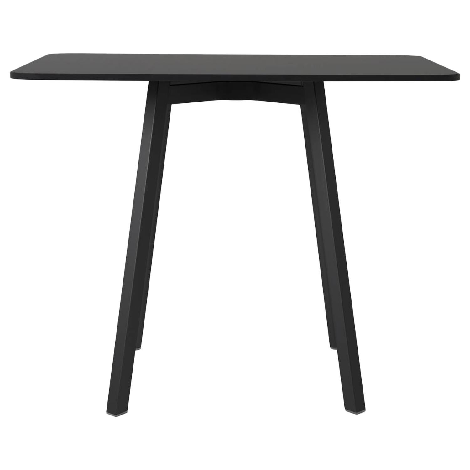 Emeco Su Large Cafe Table in Black Aluminum w/ Black Laminate Top by Nendo