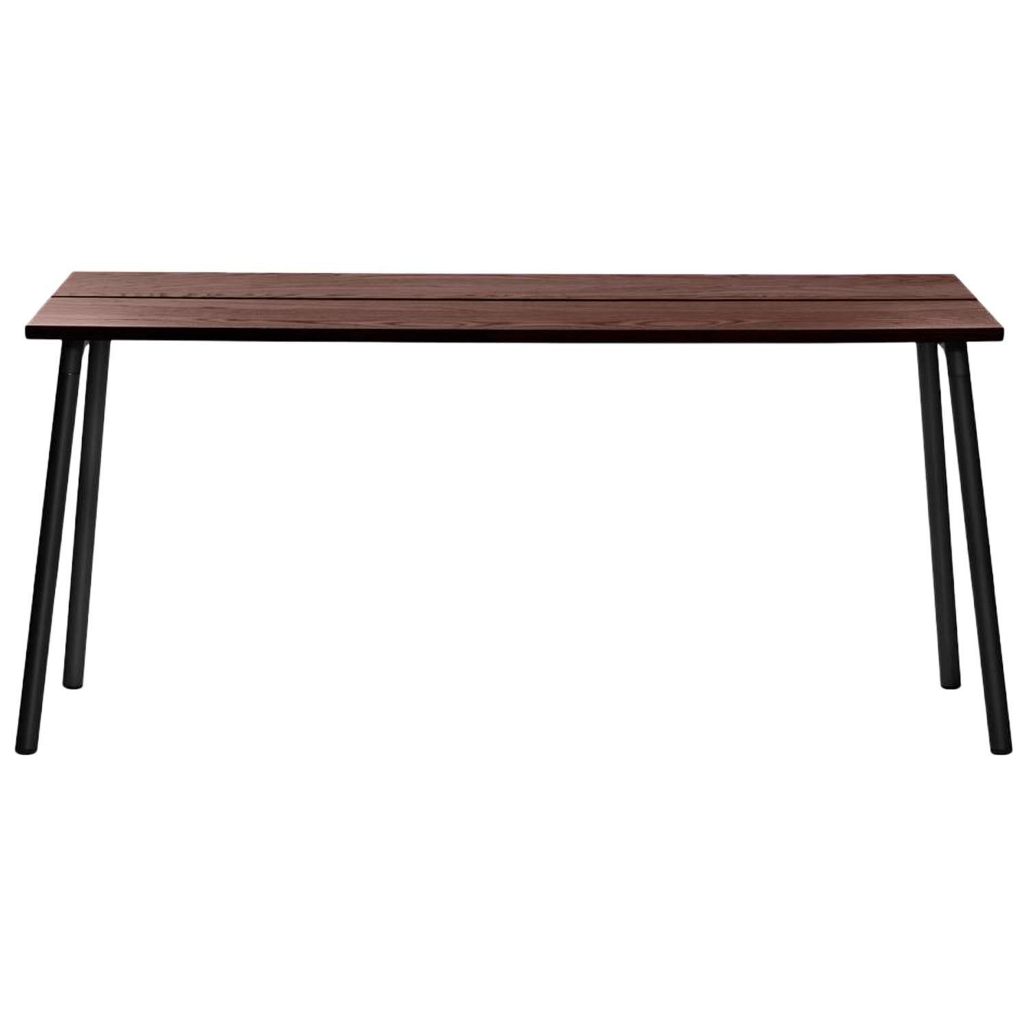 Emeco Run Small Side Table in Dark Powder-Coat & Walnut by Sam Hecht & Kim Colin For Sale