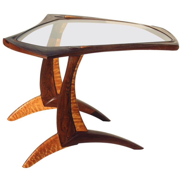 Exotic Wood American Studio or Craftsman Side Table with Fine Joinery
