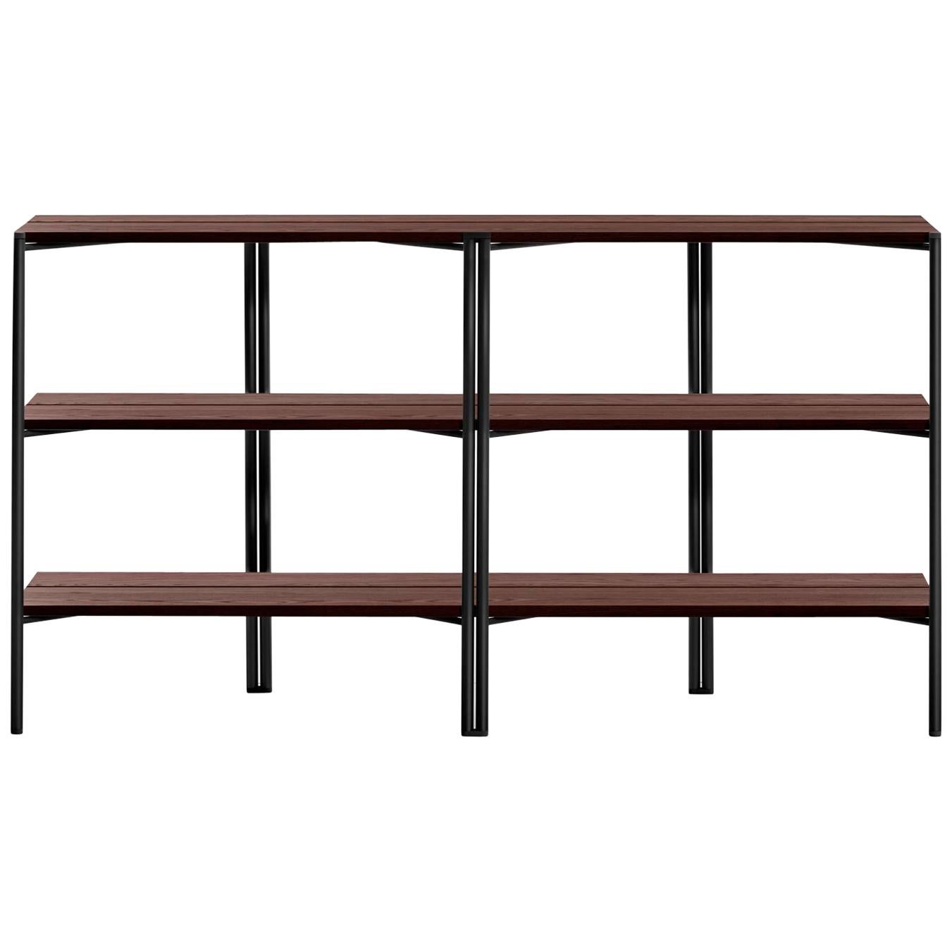 Emeco Run Shelf in Black Powder-Coat and Walnut by Sam Hecht & Kim Colin For Sale