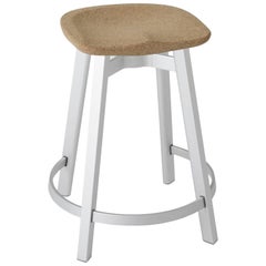 Emeco Su Counter Stool in Natural Aluminum with Cork Seat by Nendo