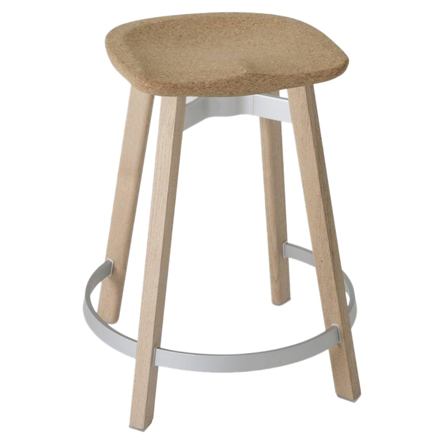 Emeco Su Counter Stool in Wood with Cork Seat by Nendo