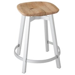 Emeco Su Counter Stool in Natural Aluminum w/ Reclaimed Oak Seat by Nendo