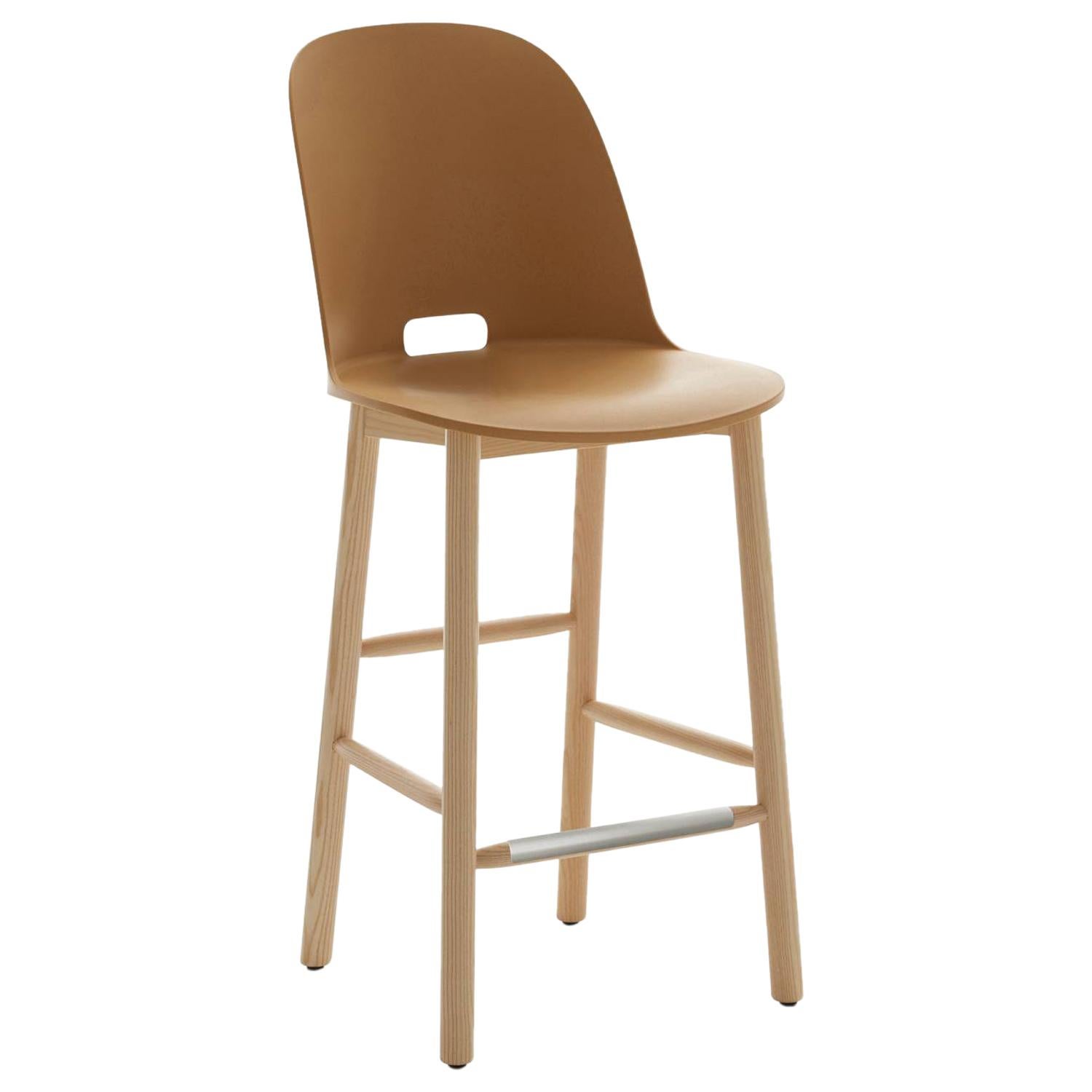 Emeco Alfi Counter Stool in Sand & Ash w/ High Back by Jasper Morrison  For Sale