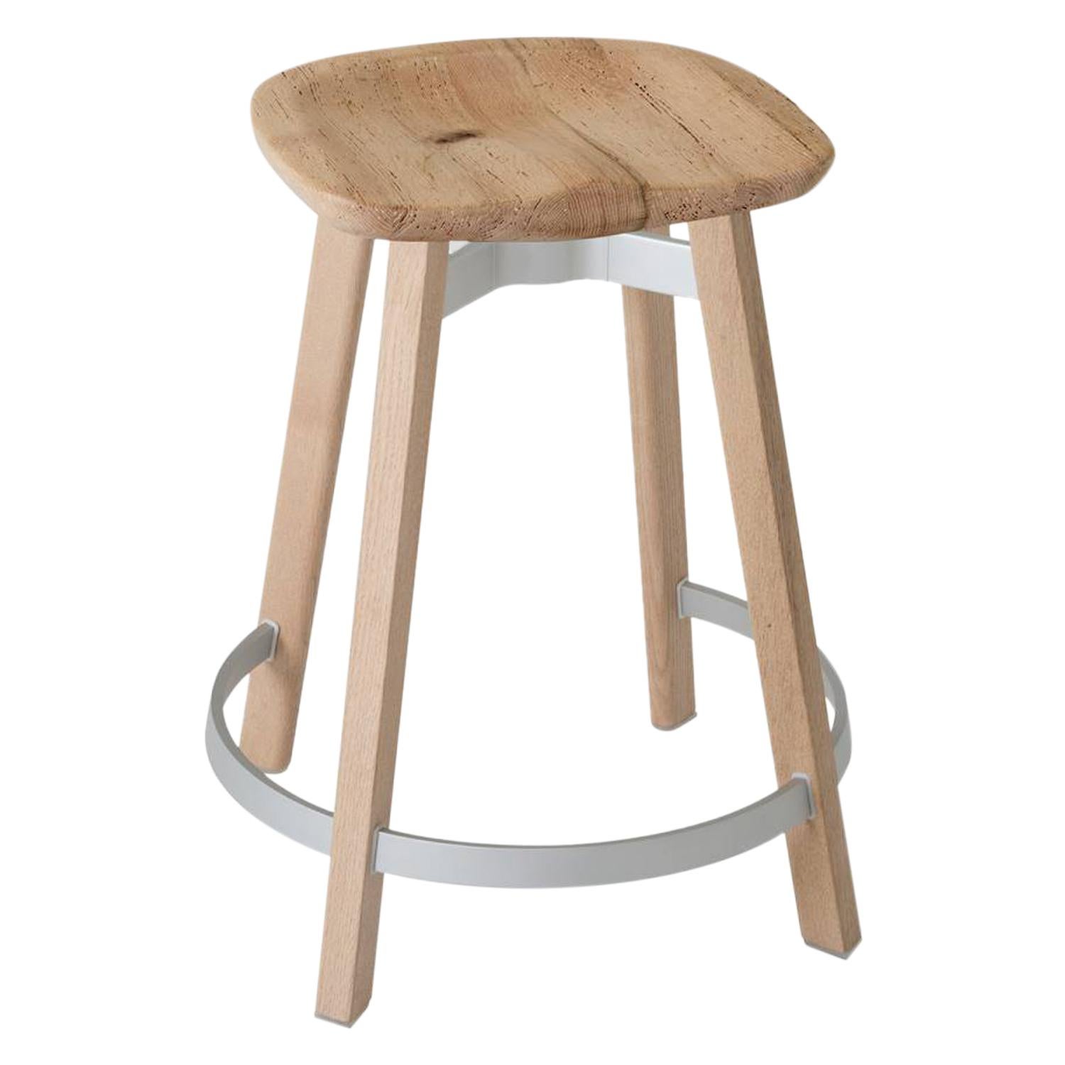 Emeco Su Counter Stool in Wood w/ Reclaimed Oak Seat by Nendo For Sale