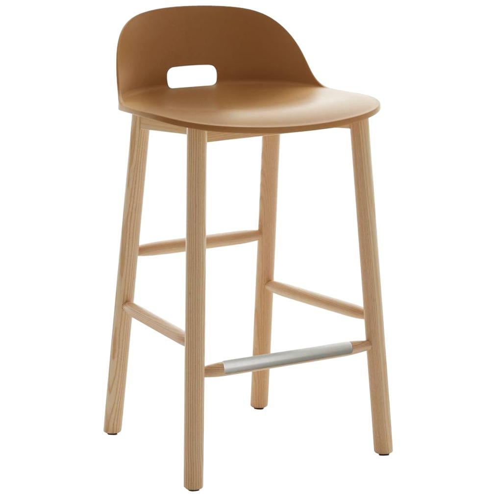 Emeco Alfi Counter Stool in Sand and Ash with Low Back by Jasper Morrison  For Sale