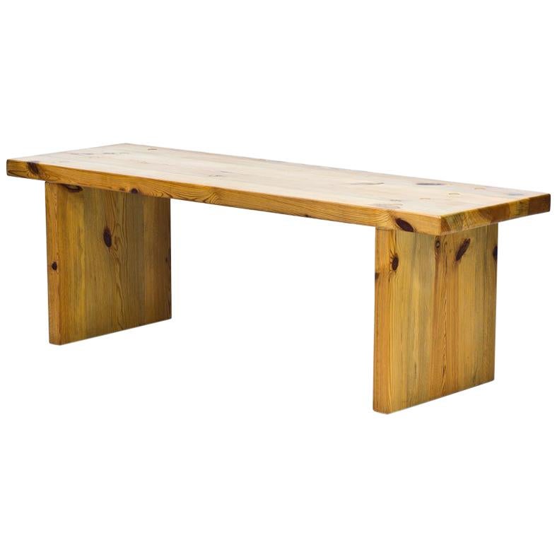Scandinavian Solid Pine Bench, Table, Sweden, 1970s