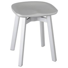 Emeco Su Small Stool in Natural Aluminum with Flint Seat by Nendo