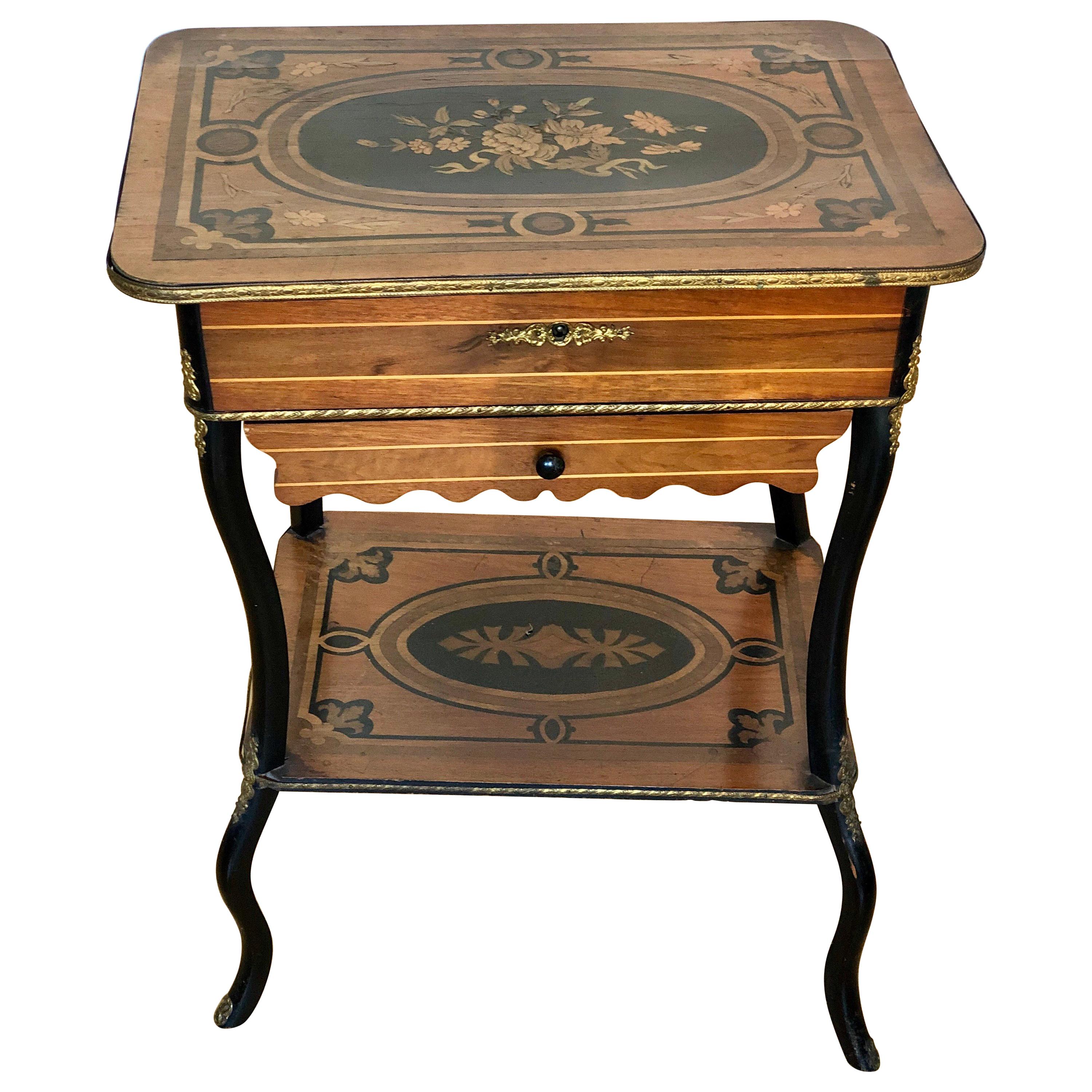 Marquetry Inlaid Louis XV Style Side / Vanity Dressing Table, France SALE 