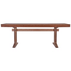 Bespoke Brutalist Meets Japan Desk, Antique Hardwood Slab, by P. Tendercool