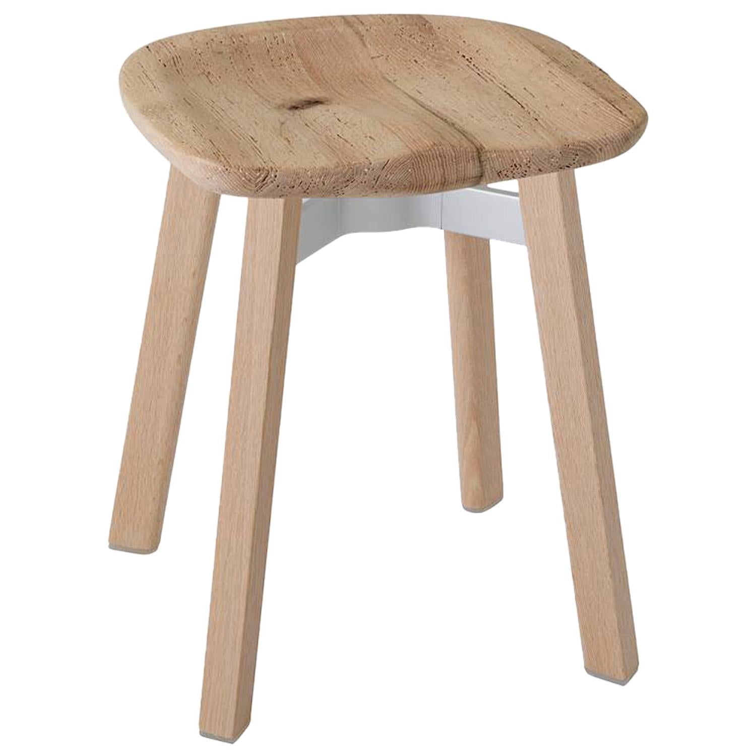 Emeco Su Small Stool in Wood w/ Reclaimed Oak Seat by Nendo