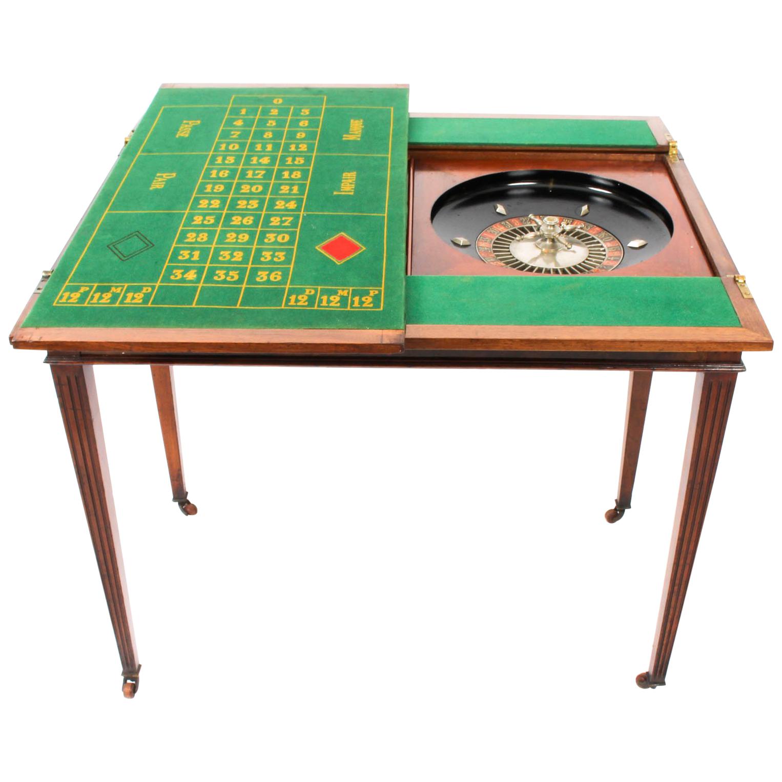 Antique French Burr Walnut Games Roulette Table, 19th Century