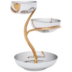 Triple Bowl Serving Bowl with 24-Karat Gold-Plated