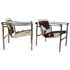 Pair of LC1 Sling Chairs in Pony Skin.